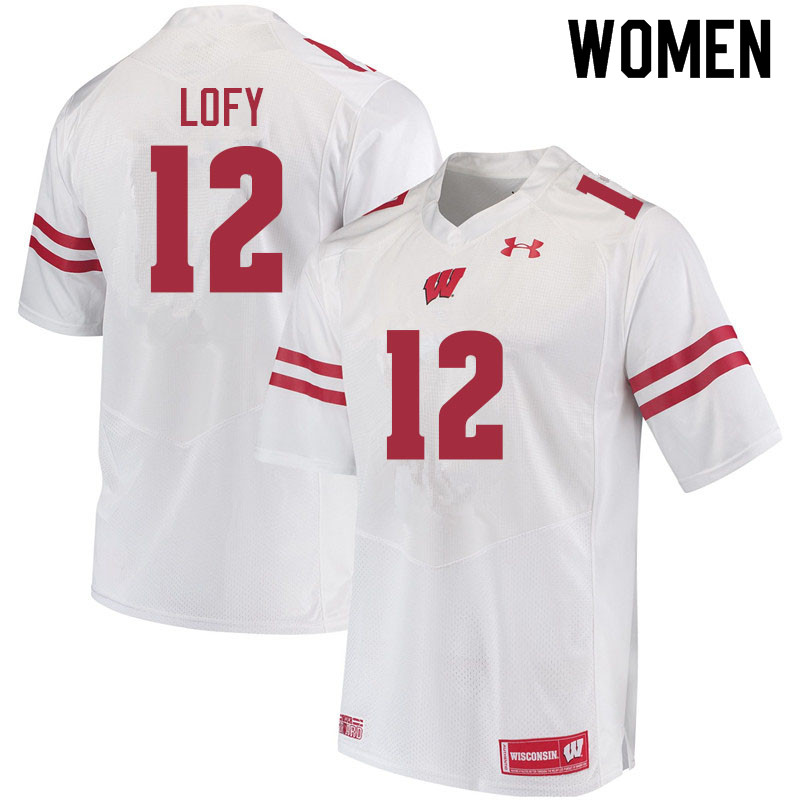 Women #12 Max Lofy Wisconsin Badgers College Football Jerseys Sale-White
